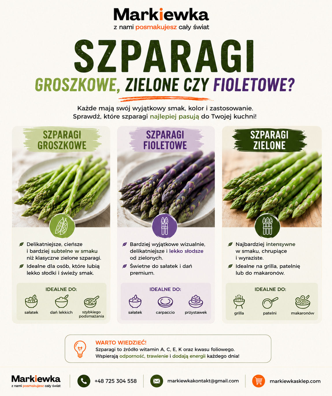 Szparagi groszkowe, zielone czy fioletowe? Poznaj różnice! 🌱