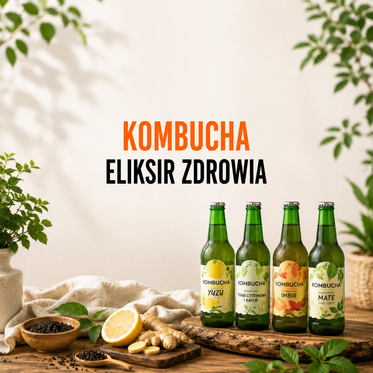 Naturalna kombucha fermentowana z herbaty
