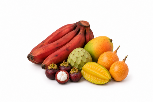 Box tygodnia – czerwone banany, mango Alfonso, mangostan miniaturka, granadille, karambola i cherimoya