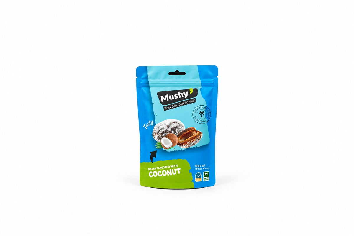 Daktyle z kokosem Mushy 100 g – niebieskie opakowanie