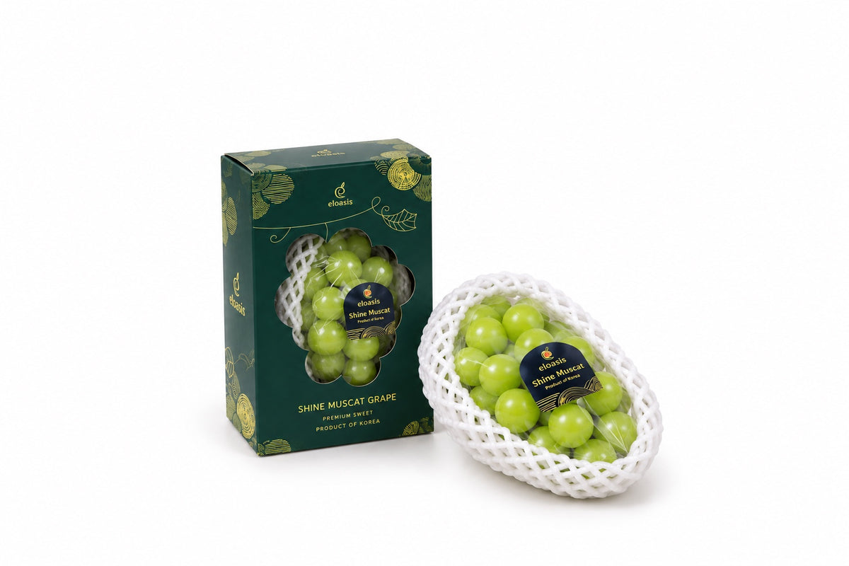 Winogrona Shine Muscat z Korei w opakowaniu
